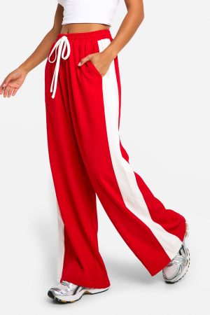 Petite Contrast Stripe Wide Leg Crepe Trouser