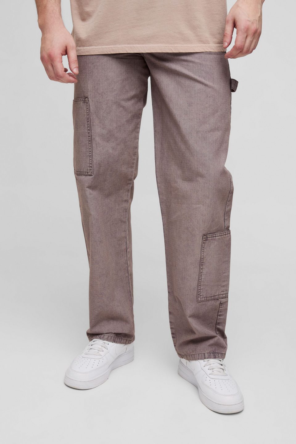 Tall Washed Ripstop Relaxed Fit Carpenter Trousers