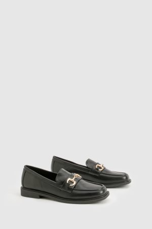 Square Toe T Bar Loafers