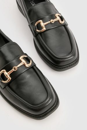 Square Toe T Bar Loafers