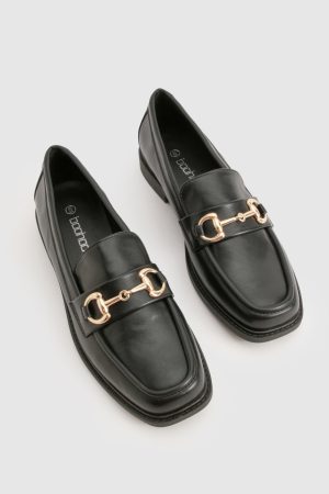 Square Toe T Bar Loafers
