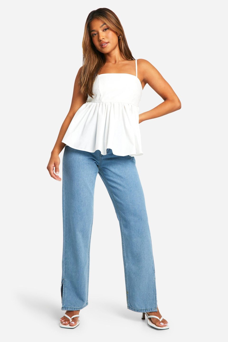 Petite Strappy Cotton Open Back Cami