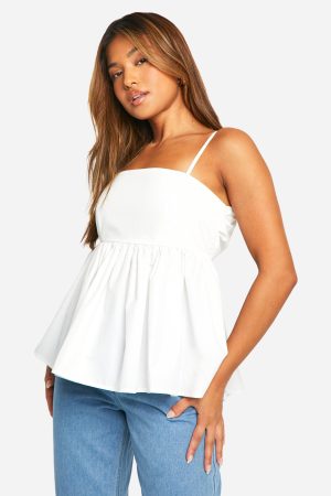 Petite Strappy Cotton Open Back Cami