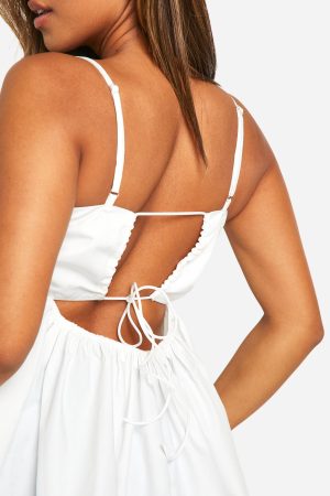Petite Strappy Cotton Open Back Cami