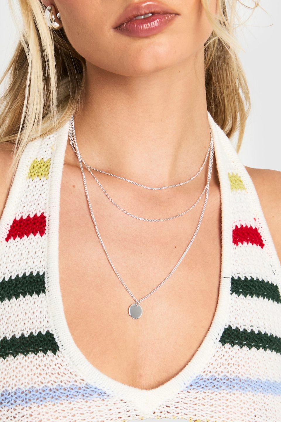 3 Pack Silver Pendant Layered Necklaces