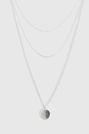 3 Pack Silver Pendant Layered Necklaces