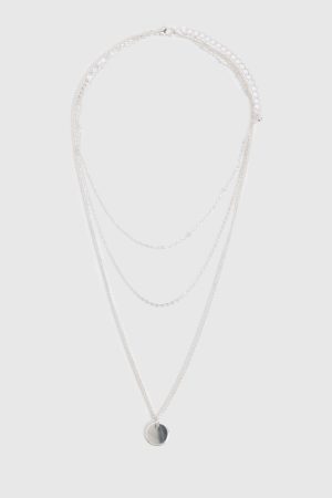 3 Pack Silver Pendant Layered Necklaces