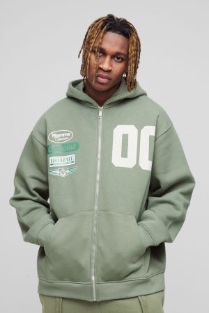 330GSM Tall Oversized Official Varsity Zip Thru Hoodie