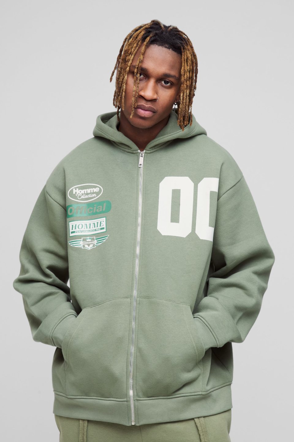 330GSM Tall Oversized Official Varsity Zip Thru Hoodie