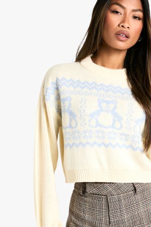 Farisle Teddy Bear Christmas Cropped Jumper