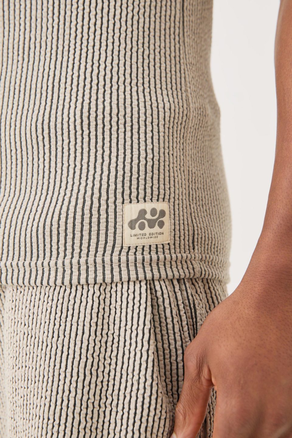 Muscle Fit Textured Vest With Woven Tab