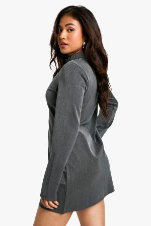 Petite High Neck Woven Tailored Shift Dress