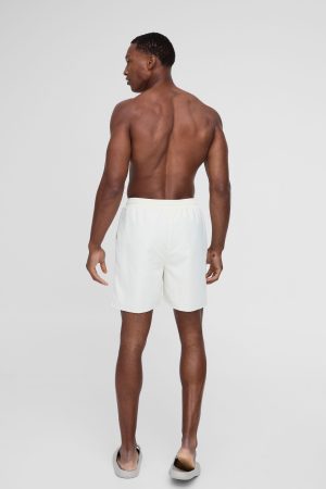 Mid Length Swim Short in Ecru