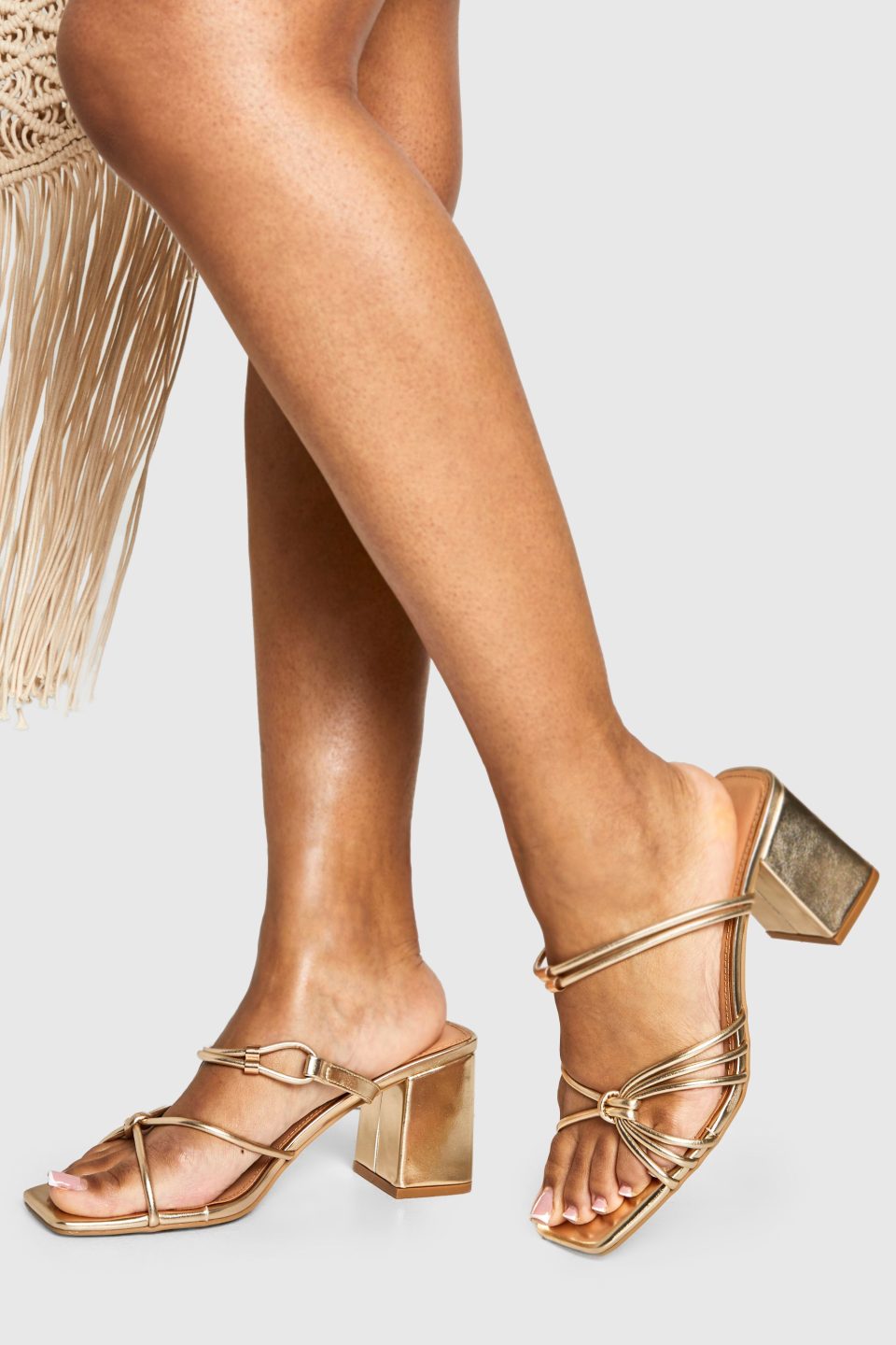 Knotted Strap Block Heels
