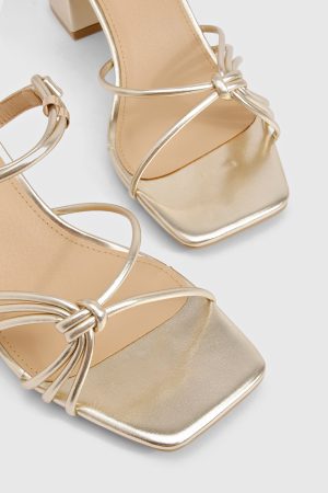 Knotted Strap Block Heels