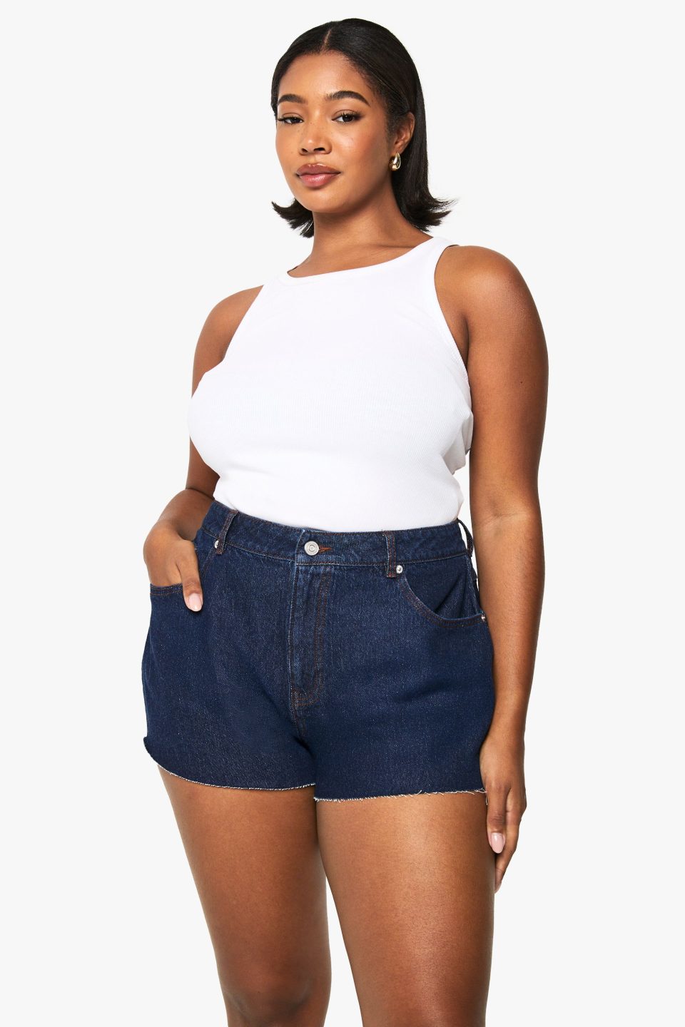 Plus Raw Hem Denim Short