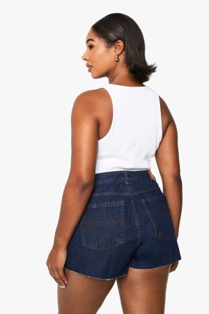 Plus Raw Hem Denim Short