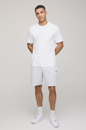 Regular Fit MAN. Embroidered T-Shirt and Short Set