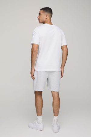 Regular Fit MAN. Embroidered T-Shirt and Short Set