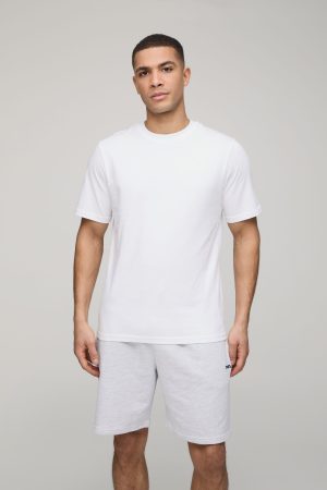 Regular Fit MAN. Embroidered T-Shirt and Short Set