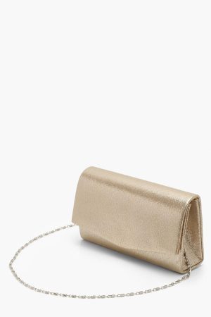 Structured Metallic Clutch Bag & Chain