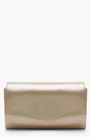 Structured Metallic Clutch Bag & Chain