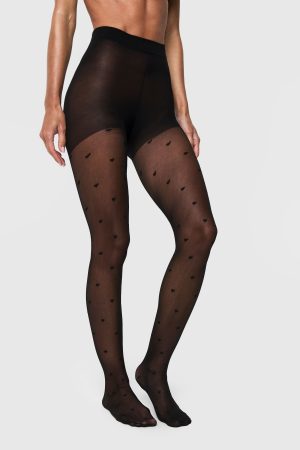 Sheer heart crotchless Tights