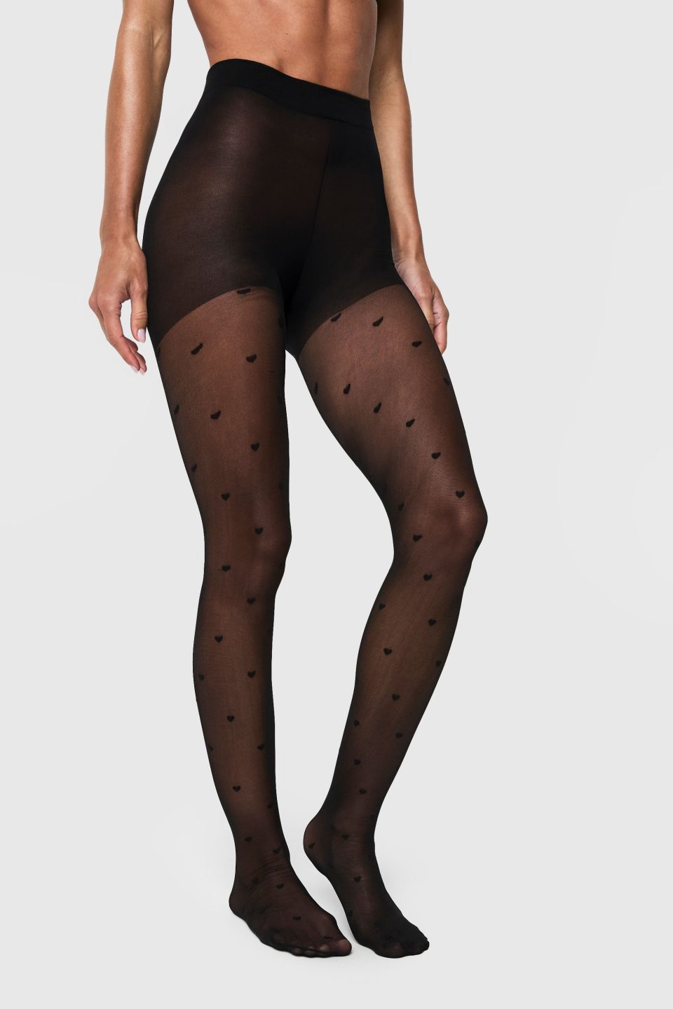 Sheer heart crotchless Tights