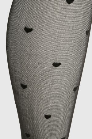 Sheer heart crotchless Tights