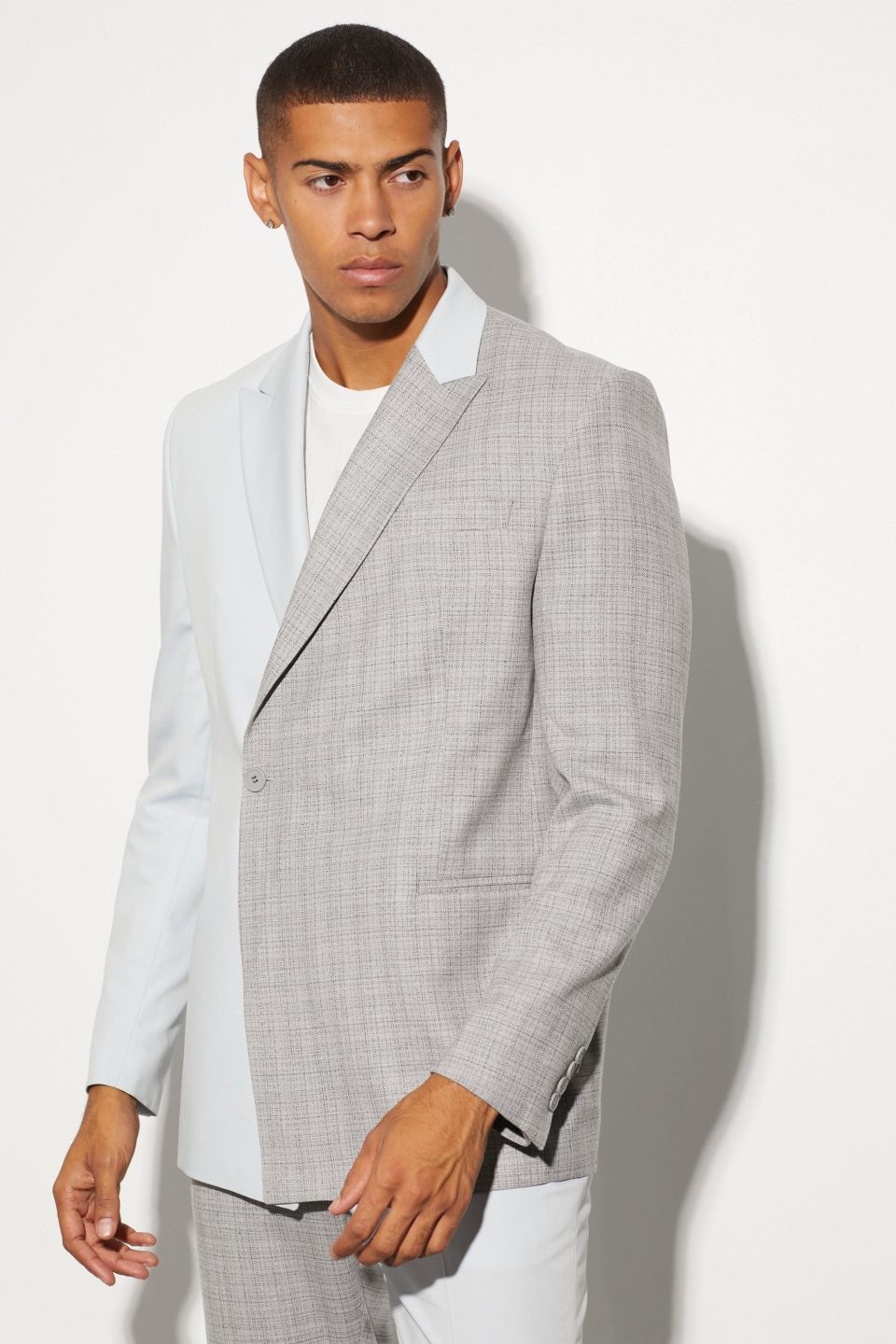 Oversized Boxy Spliced Suit Jacket