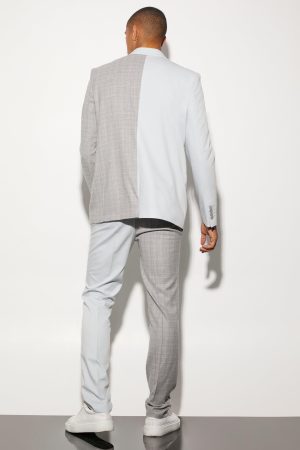 Oversized Boxy Spliced Suit Jacket