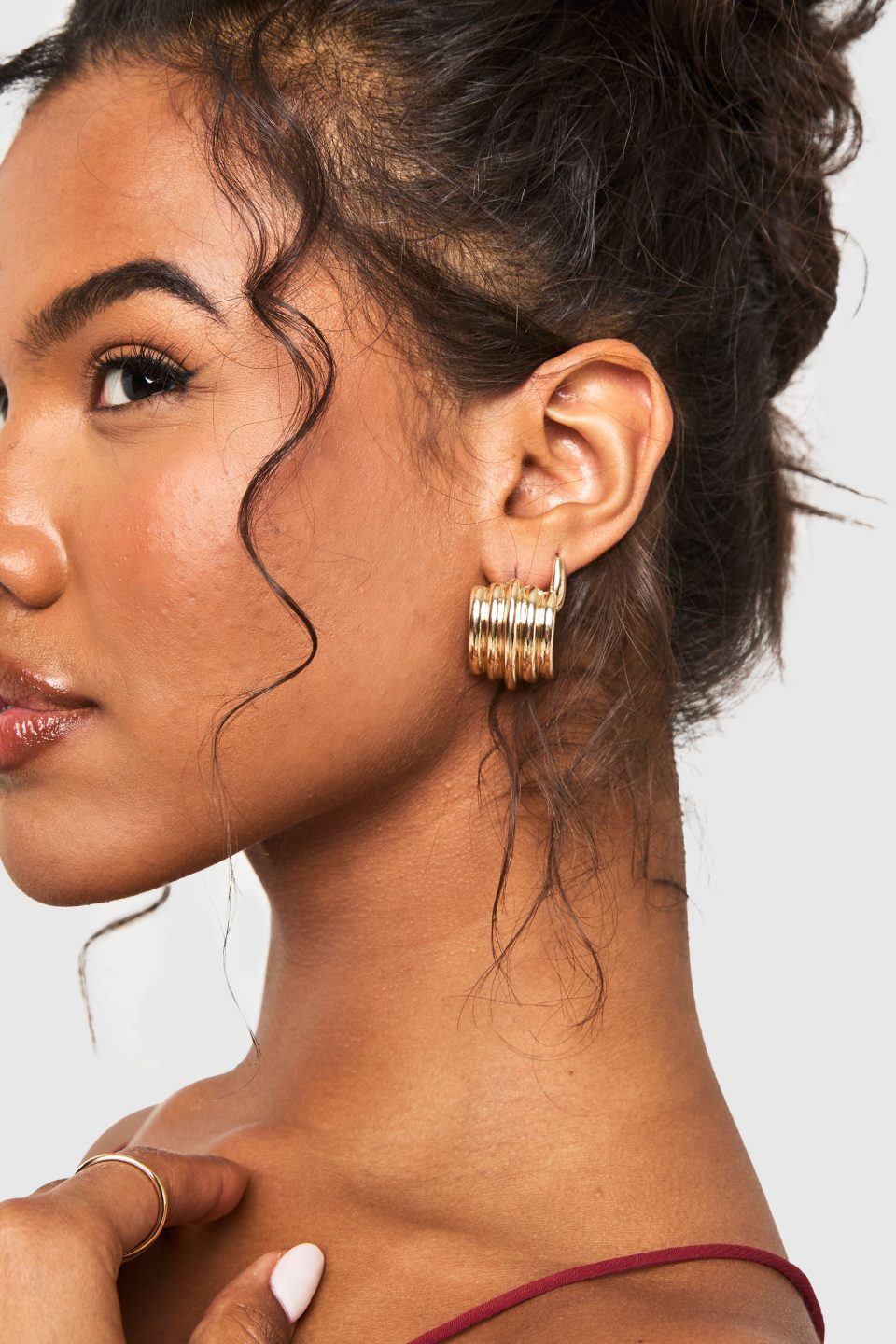 Gold Ridge Statement Stud Earrings