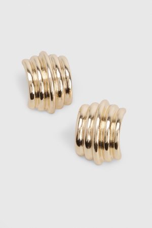 Gold Ridge Statement Stud Earrings
