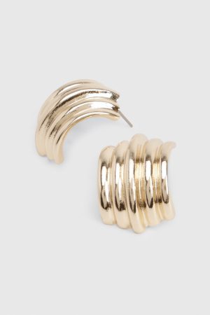 Gold Ridge Statement Stud Earrings