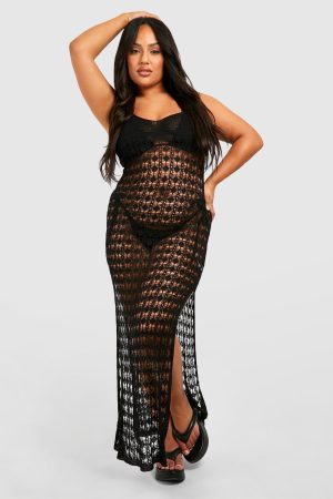 Plus Crochet Strappy Beach Maxi Dress