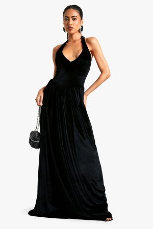 Velvet Milkmaid Scoop Neck Maxi Dress