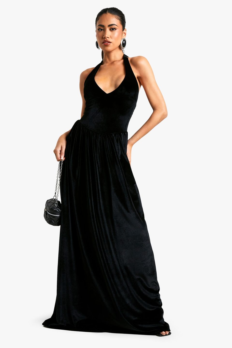 Velvet Milkmaid Scoop Neck Maxi Dress