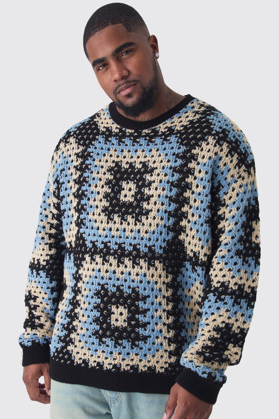 Plus Oversized Crochet Sweat