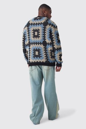 Plus Oversized Crochet Sweat