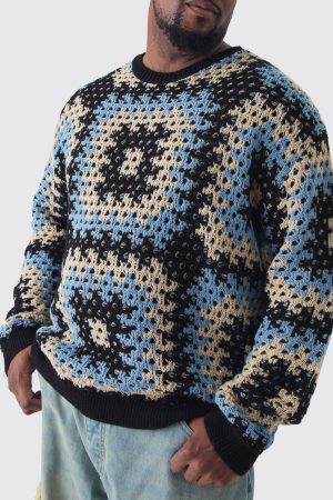 Plus Oversized Crochet Sweat