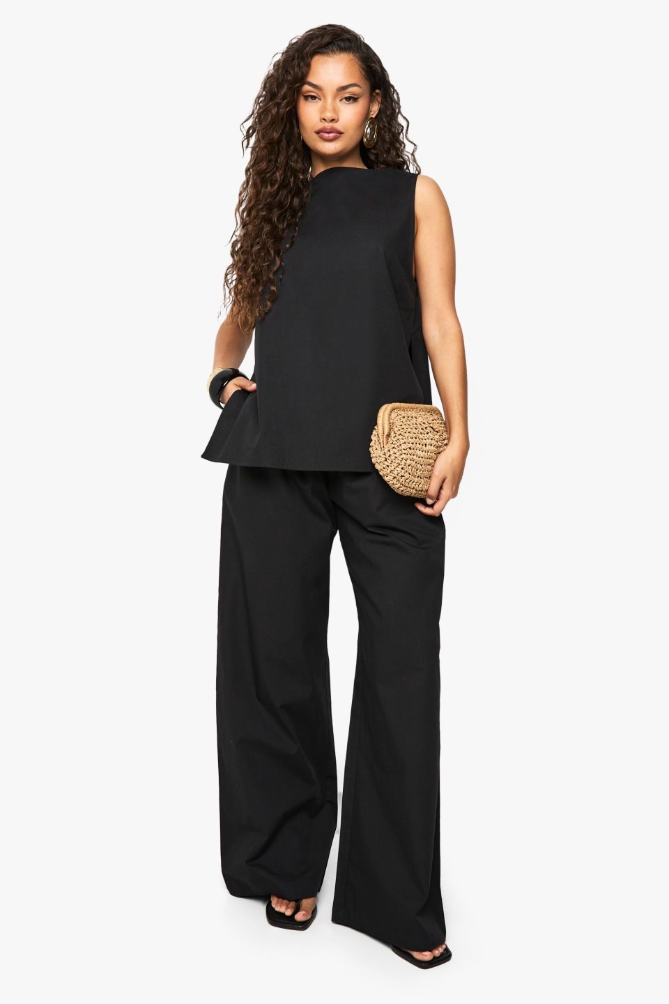 Poplin Sleeveless Blouse & Wide Leg Trouser Co-ord