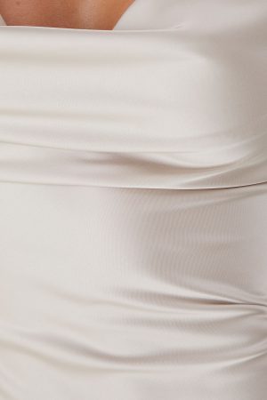 Premium Satin Cowl Neck Fishtail Maxi Dress