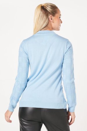 Checkerboard Stitch High Neck Jumper