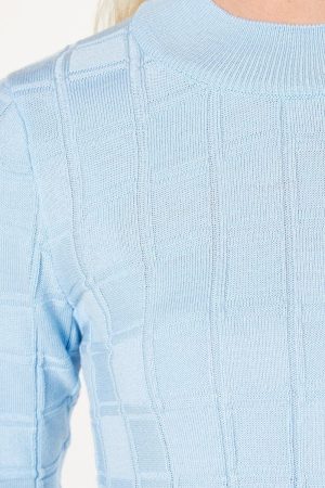 Checkerboard Stitch High Neck Jumper