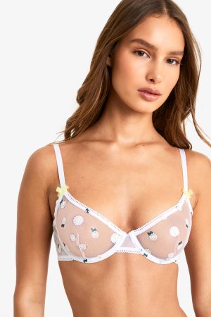 Daisy Embroidered Underwire Bra