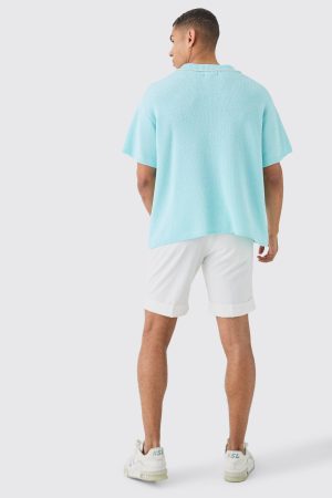 Regular Fit V Neck Knitted Polo With Tipping
