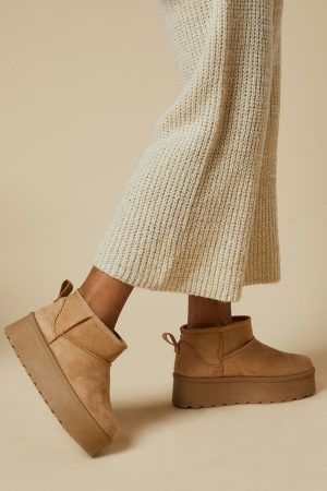 Tilly Suedette Cosy Chunky Flatform Ankle Boots