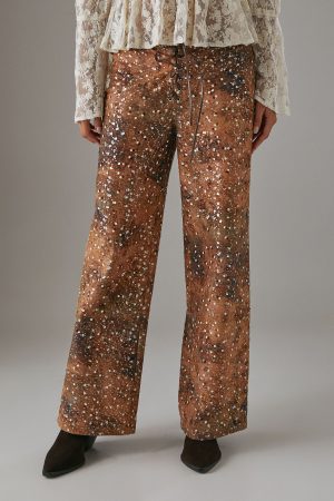 Suedette Sequin Lace Up Trouser
