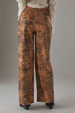 Suedette Sequin Lace Up Trouser