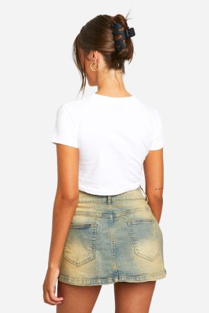 Vintage Wash Denim Mini Skirt